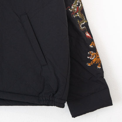POWER TO THE PEOPLE Tiger and Dragon Embroidered Quilted Jacket BLACK