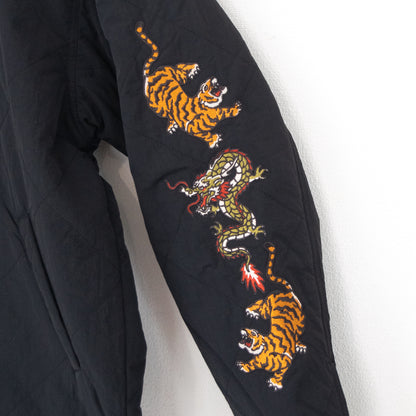 POWER TO THE PEOPLE Tiger and Dragon Embroidered Quilted Jacket BLACK