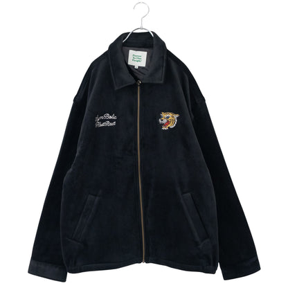 POWER TO THE PEOPLE Tiger Embroidered Velour Corduroy Jacket BLACK
