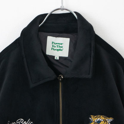 POWER TO THE PEOPLE Tiger Embroidered Velour Corduroy Jacket BLACK