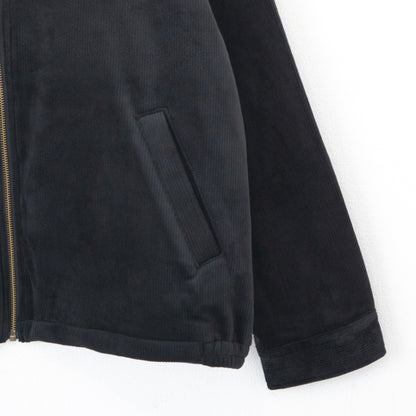 POWER TO THE PEOPLE Tiger Embroidered Velour Corduroy Jacket BLACK