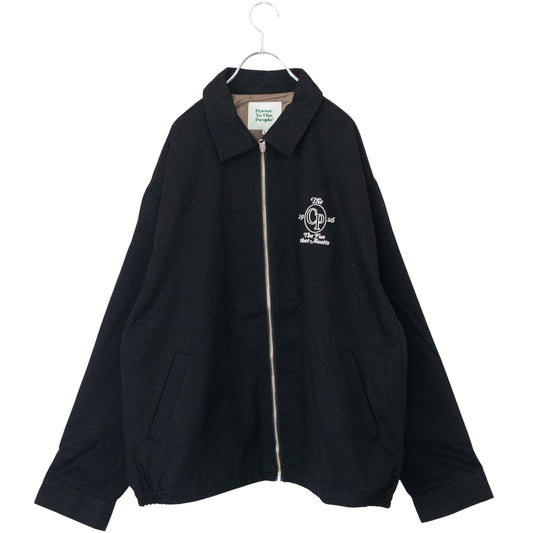 POWER TO THE PEOPLE Cat Embroidered Twill Jacket BLACK