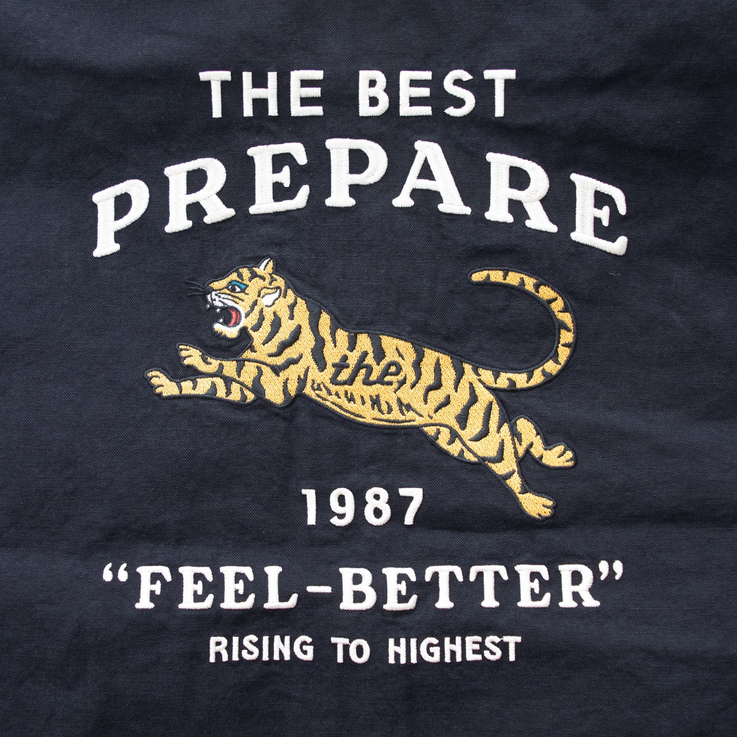 POWER TO THE PEOPLE Corduroy Collar Tiger Embroidery Duck Jacket Black