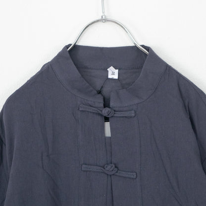 B品 ガーゼ ライト チャイナシャツ NAVY［SALE］