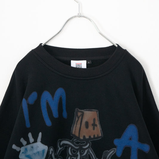 VISION STREET WEAR guernika Skull Skater スウェットシャツ BLACK