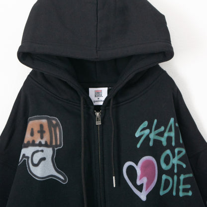 VISION STREET WEAR guernika All-Print Zip Hoodie BLACK
