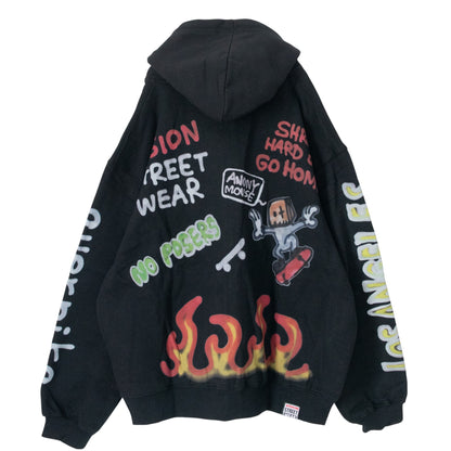VISION STREET WEAR guernika All-Print Zip Hoodie BLACK