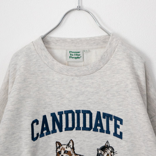 POWER TO THE PEOPLE College Cats 裏起毛スウェット KINARI WHITE