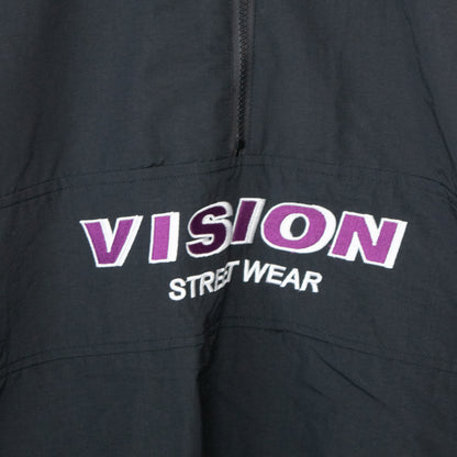 VISION STREET WEAR ＜ユニセックス＞ハーフZIPナイロンプルオーバー BLACK