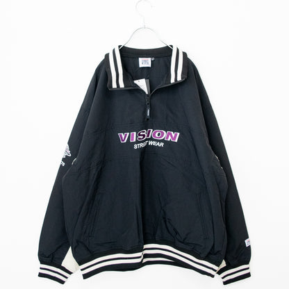 VISION STREET WEAR ＜ユニセックス＞ハーフZIPナイロンプルオーバー BLACK