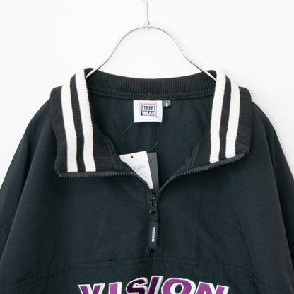 VISION STREET WEAR ＜ユニセックス＞ハーフZIPナイロンプルオーバー BLACK
