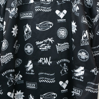 VISION STREET WEAR グラフィック総柄 開襟 半袖シャツ BLACK