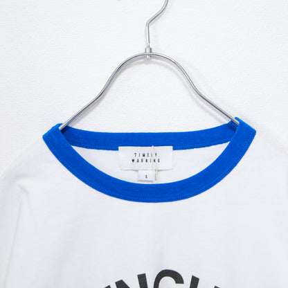 Timely Warning Penguin Photo Print Ringer T-Shirt WHITE