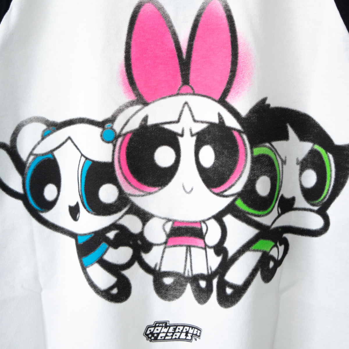 The Powerpuff Girls ラグラン Tシャツ ショート丈 WHITE/BLACK
