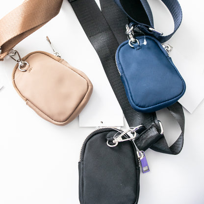 ALTROSE スマホ 斜めがけ ナイロンポーチ付 ベルトストラップ BLACK NEVY BEIGE