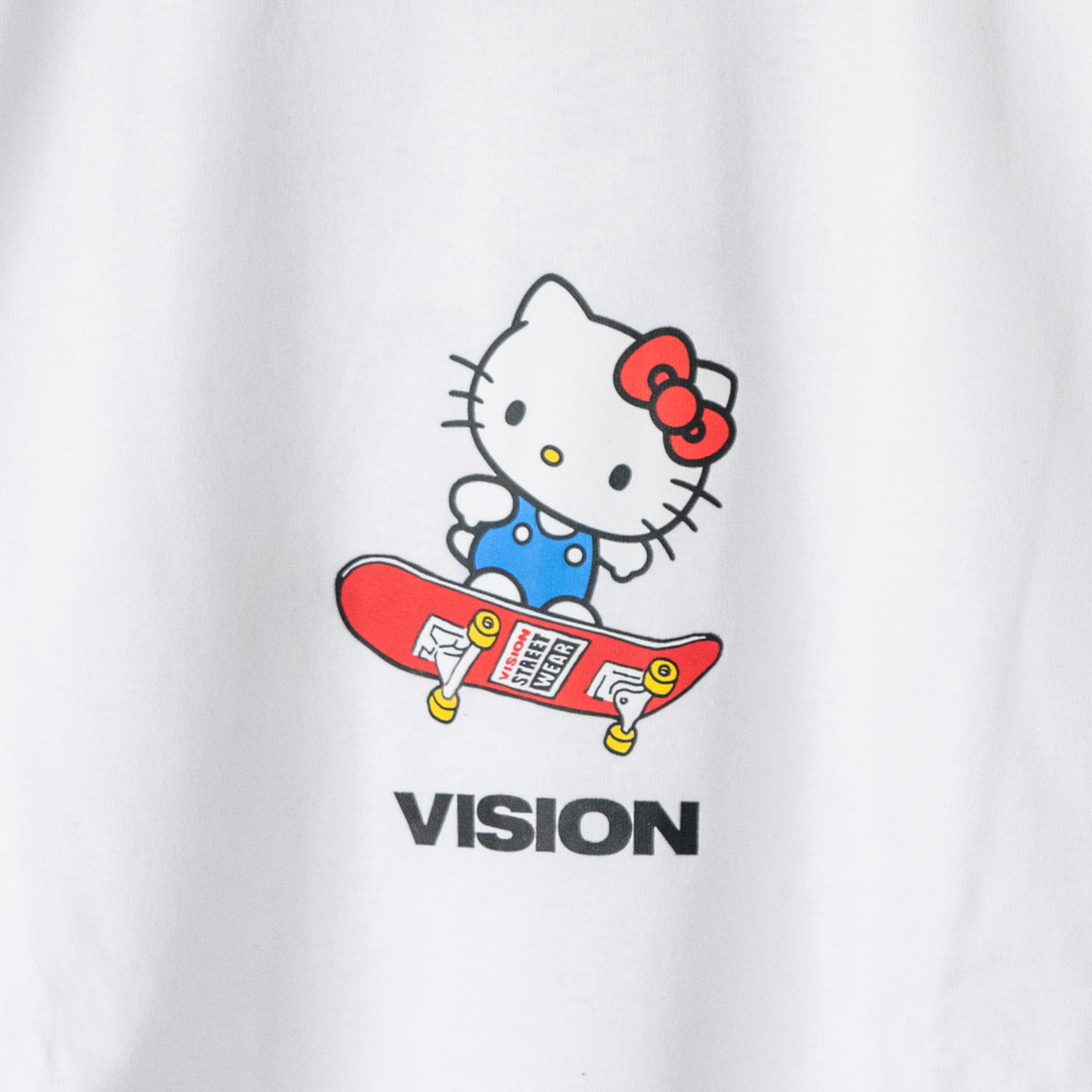VISION STREET WEAR x HELLO KITTY Ringer Skateboard Logo T-Shirt WHITE RED