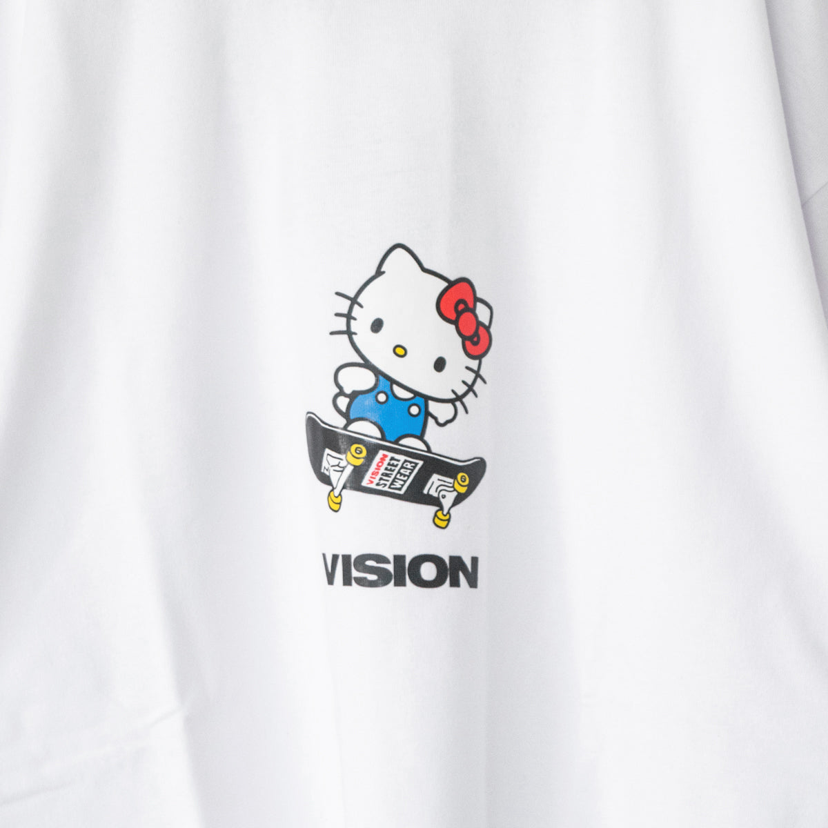 VISION STREET WEAR x HELLO KITTY Ringer Skateboard Logo T-Shirt WHITE