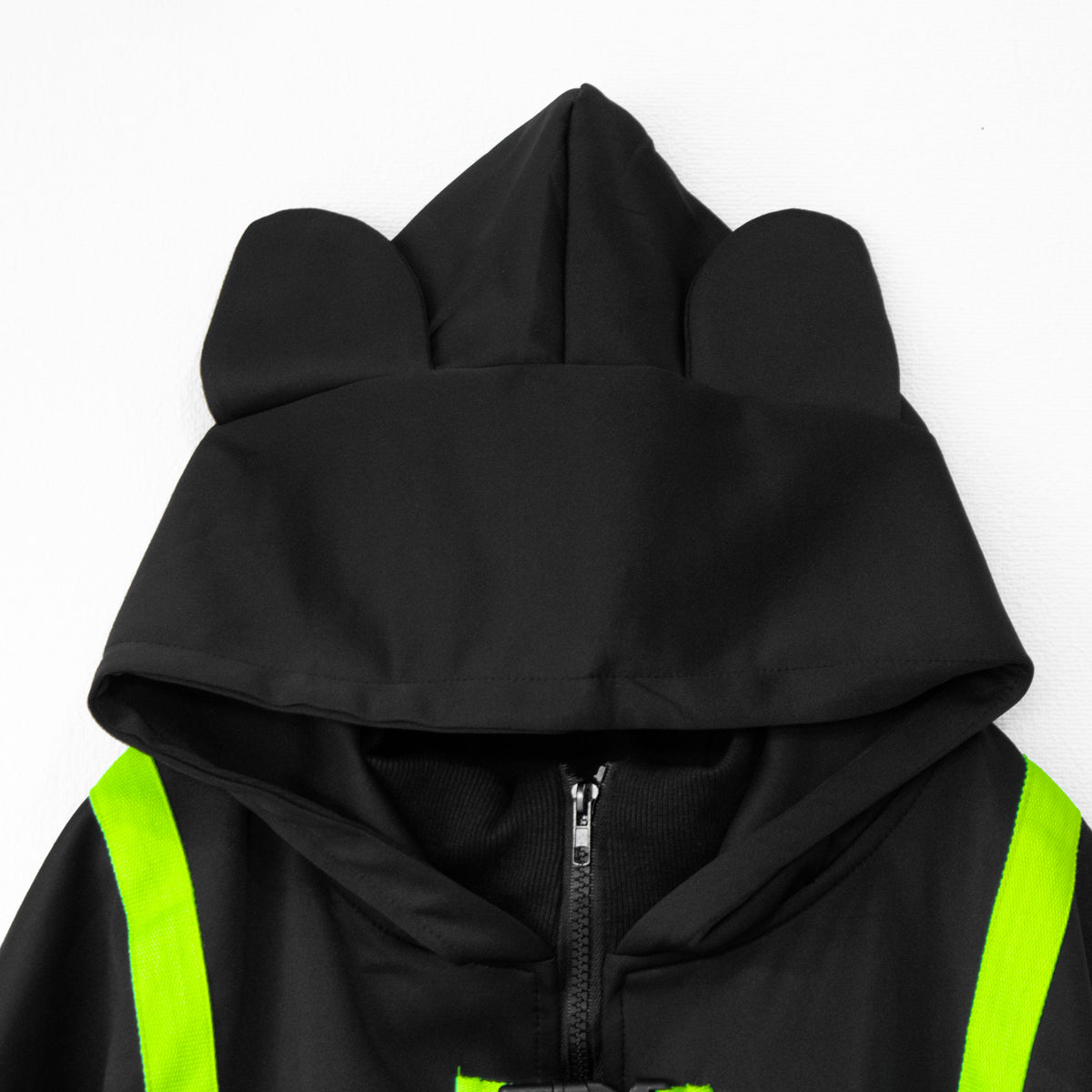 Men's Techwear Neon Green Jacket Hoodie Full Zip Buckle H G - A.N.R.X V.03  / N.G | eBay