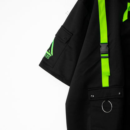 ACDC RAG CYBER PUNK 渦雷 ジャケット 半袖ver NEON GREEN BLACK