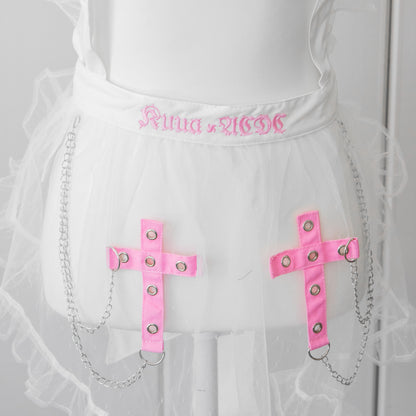 ACDC RAG x kuua HEAVEN Apron WHITE PINK