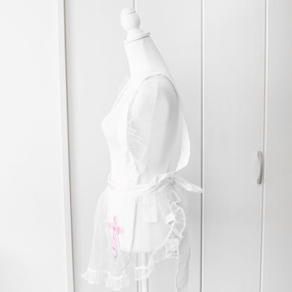 ACDC RAG x kuua HEAVEN Apron WHITE PINK