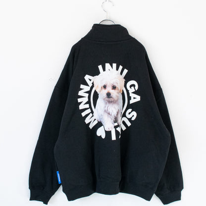 SEQUENZ INU GA SUKI ジップ スウェットシャツ BLACK