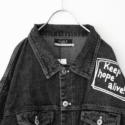 ラフガキ ラクガキ ケミカルウォッシュ デニム ジャケット BLACK