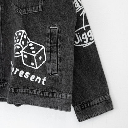 ラフガキ ラクガキ ケミカルウォッシュ デニム ジャケット BLACK