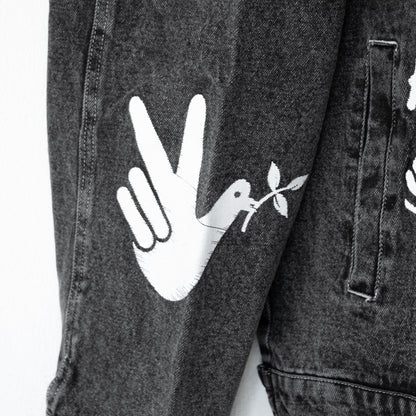 ラフガキ ラクガキ ケミカルウォッシュ デニム ジャケット BLACK