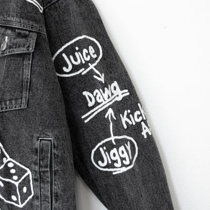 ラフガキ ラクガキ ケミカルウォッシュ デニム ジャケット BLACK