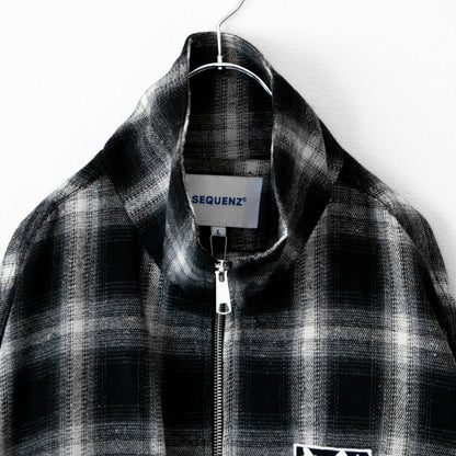 SEQUENZ OMBLE MILITARY 1/3 ZIP JACKET チェック ユニセックス ジャケット BLACK