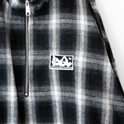 SEQUENZ OMBLE MILITARY 1/3 ZIP JACKET チェック ユニセックス ジャケット BLACK