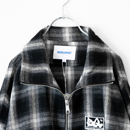 SEQUENZ OMBLE MILITARY 1/3 ZIP JACKET チェック ユニセックス ジャケット BLACK