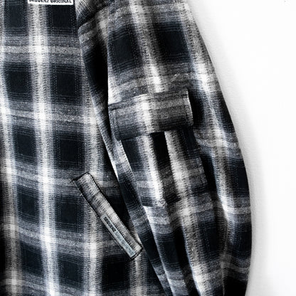 SEQUENZ OMBLE MILITARY 1/3 ZIP JACKET チェック ユニセックス ジャケット BLACK