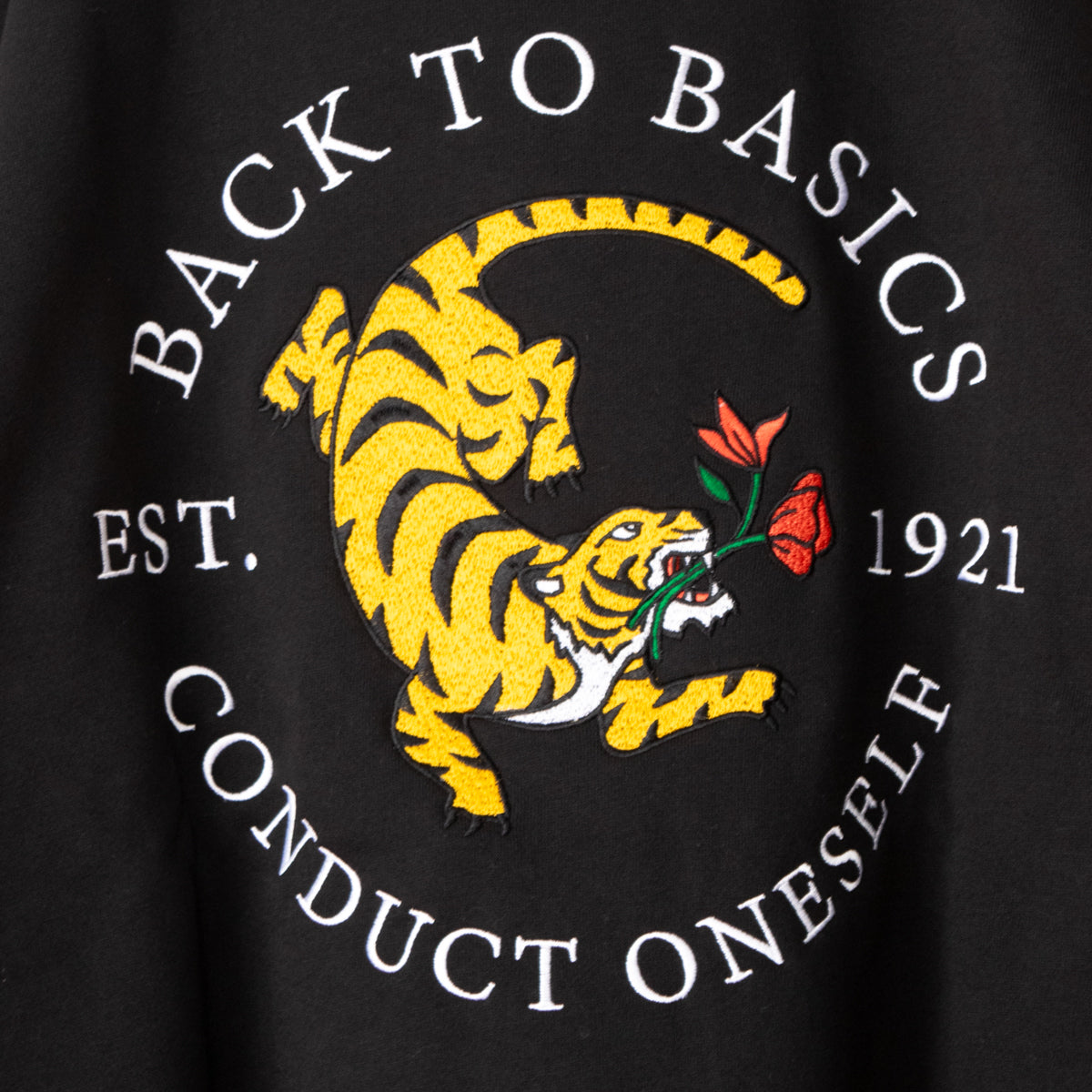 Fleece-lined Tiger Embroidery Sweatshirt BLACK