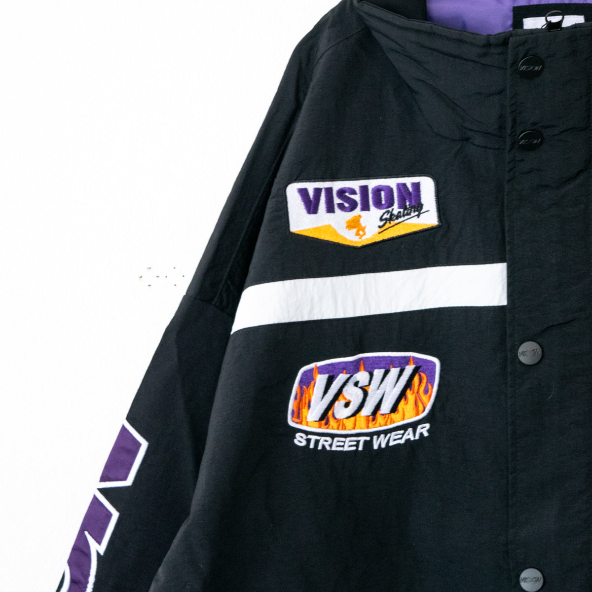 VISION STREET WEAR ナイロンモータージャケット BLACK