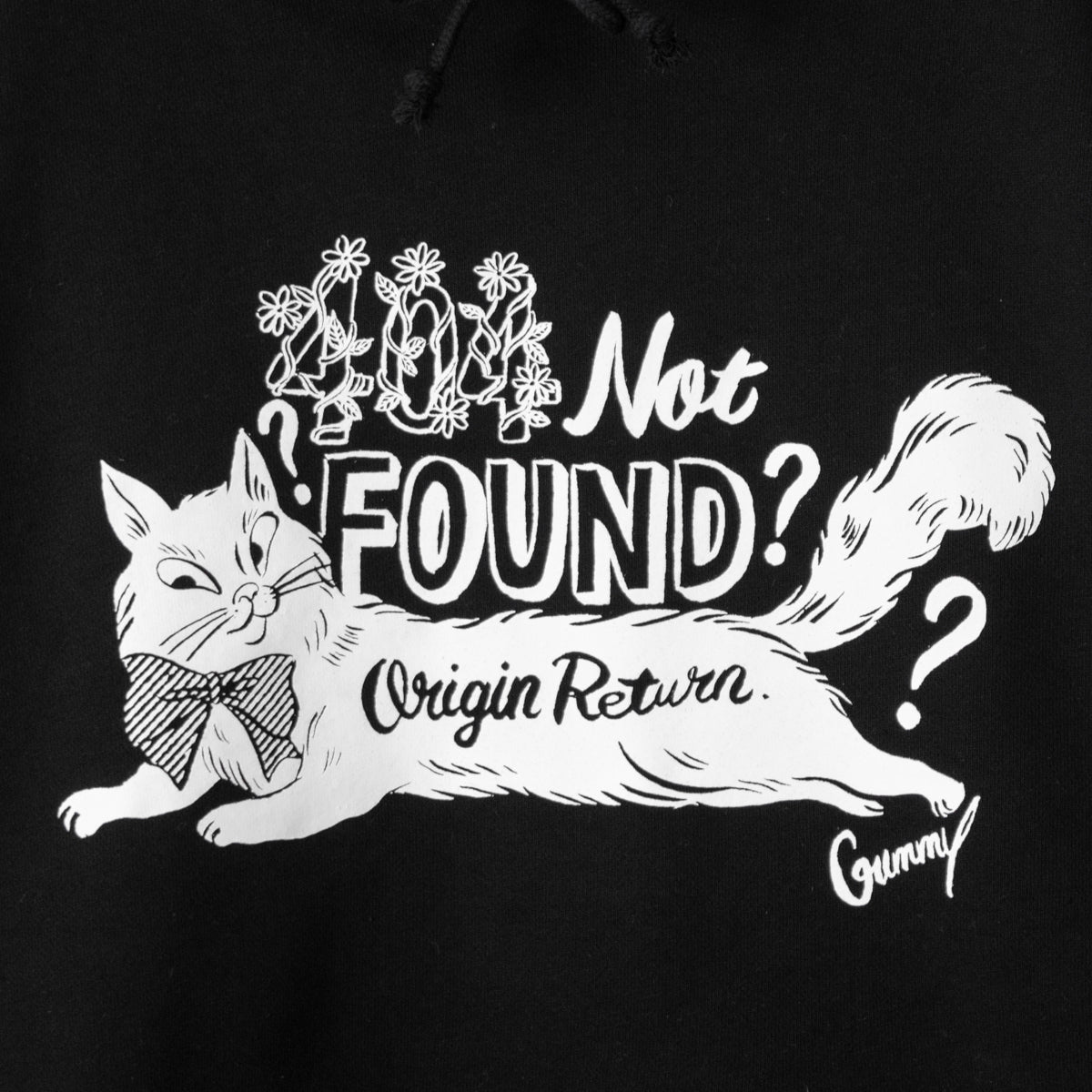 404 NOT FOUND by Gummy Pullover Hoodie Parka BLACK