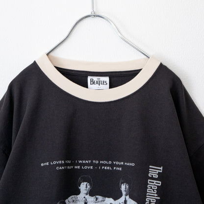 THE BEATLES ビートルズ プリント リンガーTシャツ CHARCOAL