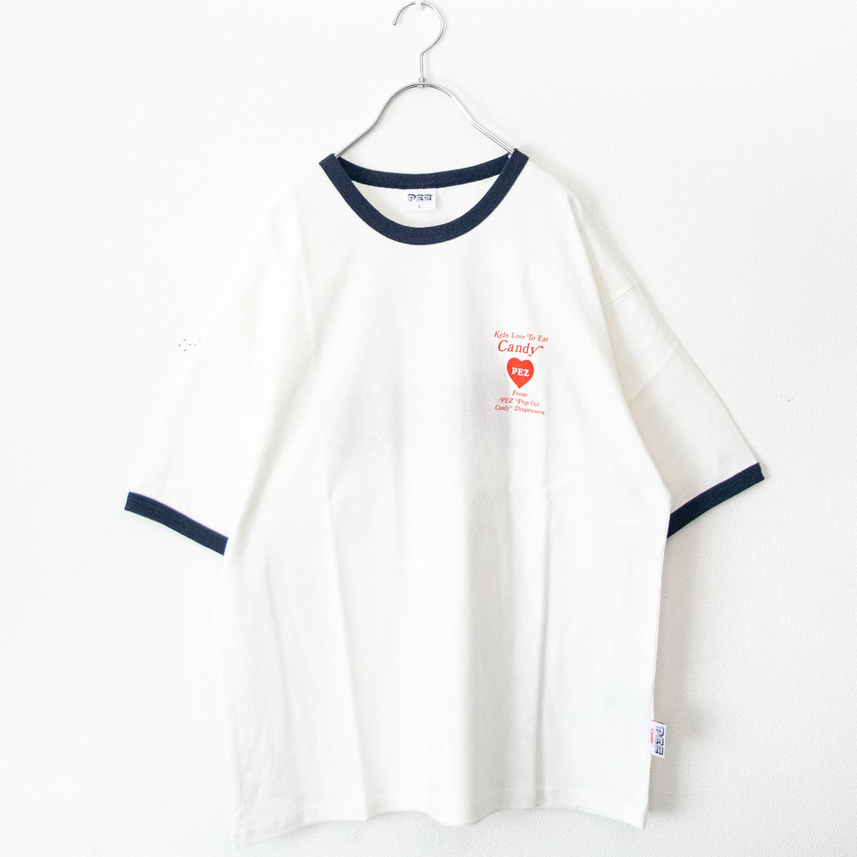PEZ ペッツ サガラ刺繍ロゴ 半袖 リンガーTシャツ WHITE BLACK