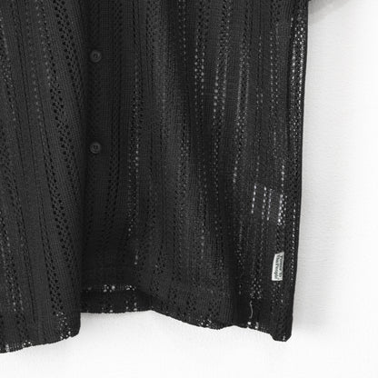 Openwork Stripe Russell Short Sleeve Shirt BLACK