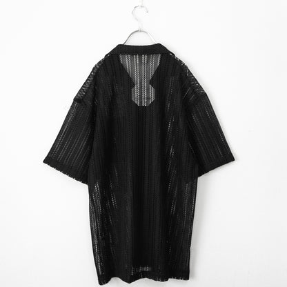 Openwork Stripe Russell Short Sleeve Shirt BLACK