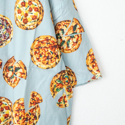 Revo. PIZZA pattern short sleeve shirt BLUE