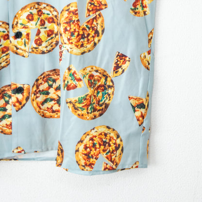 Revo. PIZZA pattern short sleeve shirt BLUE