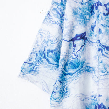 マーブル 総柄レーヨン 総柄シャツ 半袖 BLUE