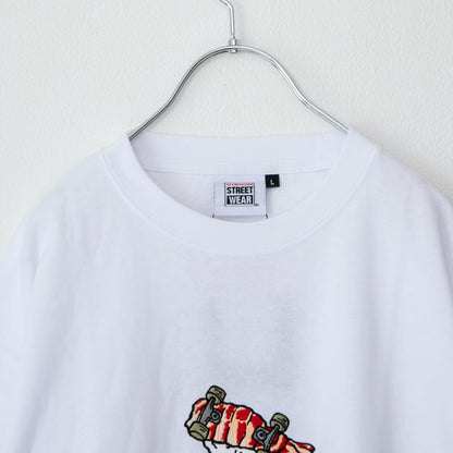 VISION STREET WEAR Sushi Skateboard Short Sleeve T-Shirt WHITE B Shrimp