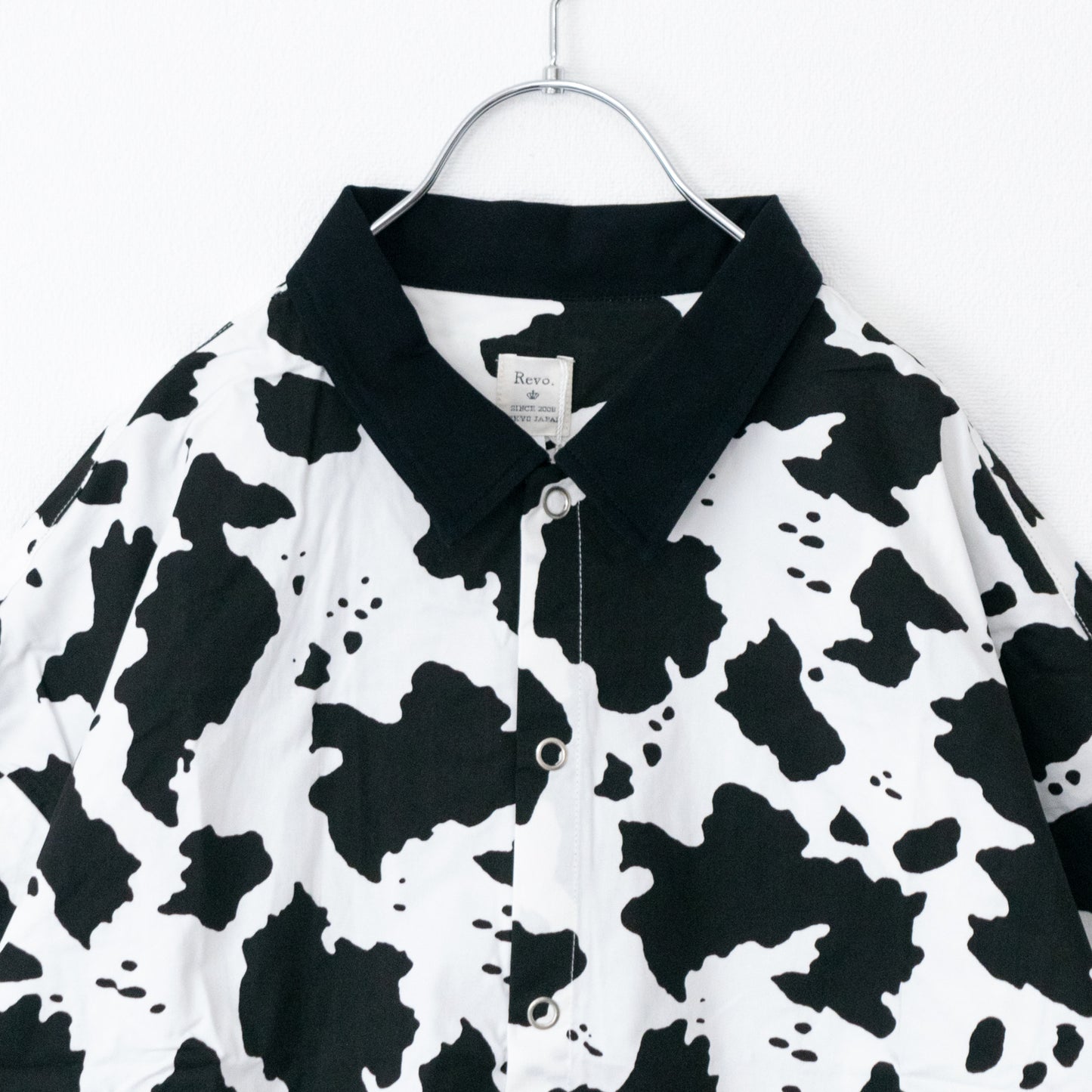 Revo. Cow print Holstein pattern Cleric short sleeve shirt