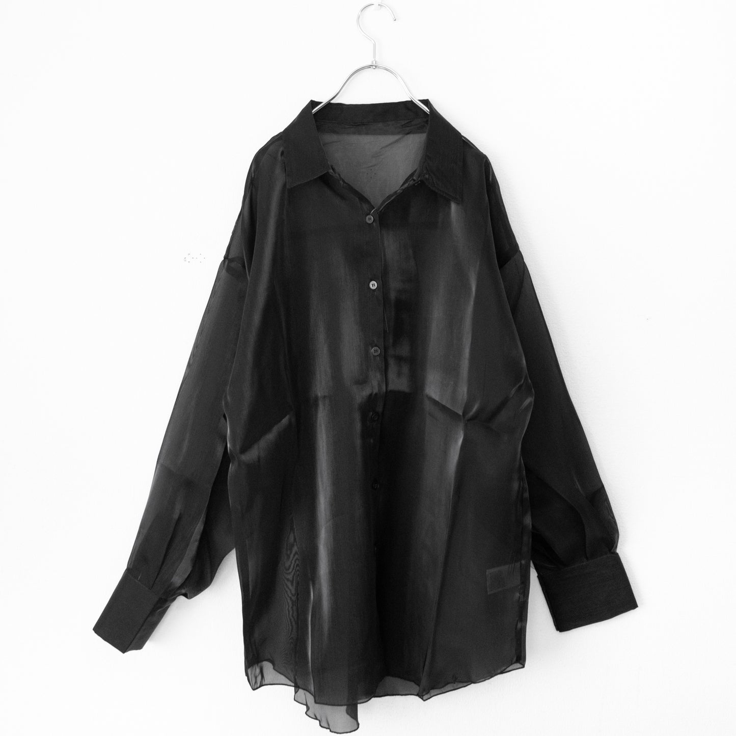 Glitter Organdy Pocket Shirt BLACK