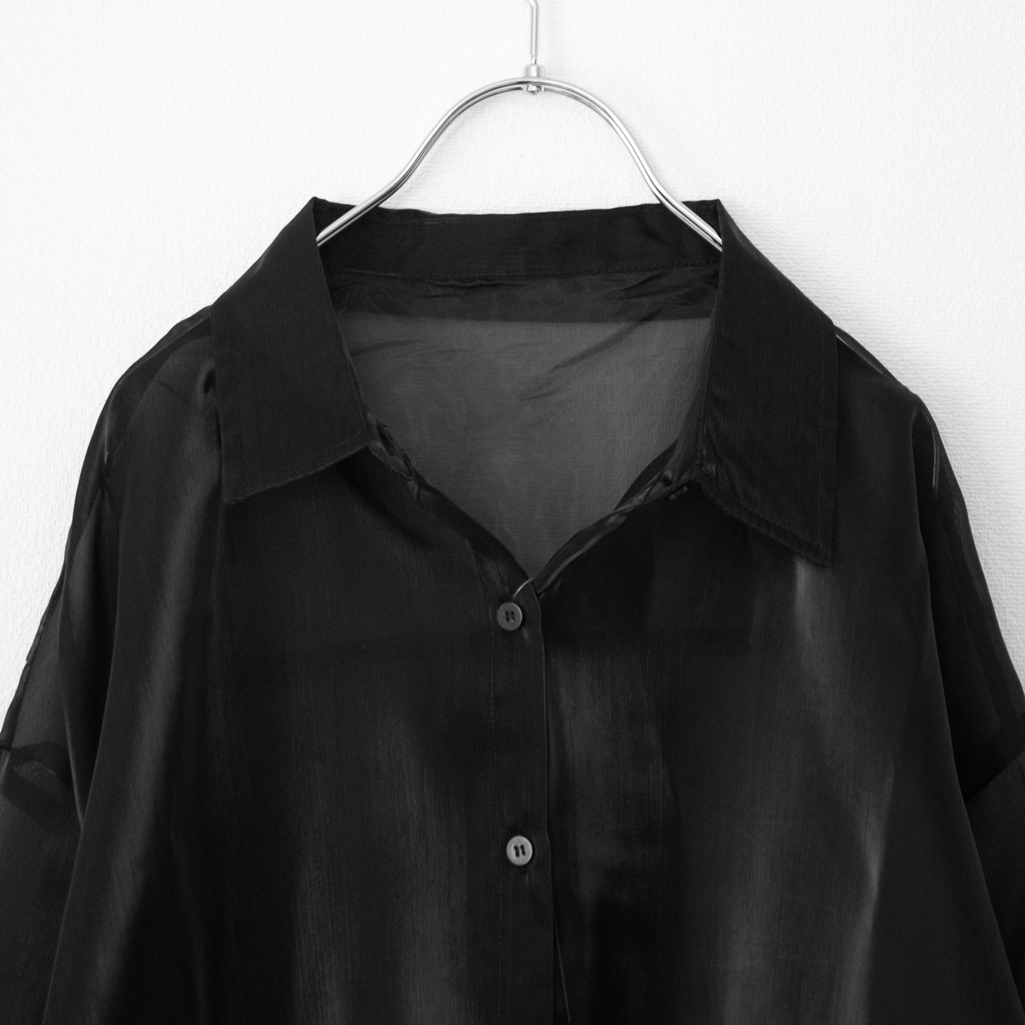 Glitter Organdy Pocket Shirt BLACK