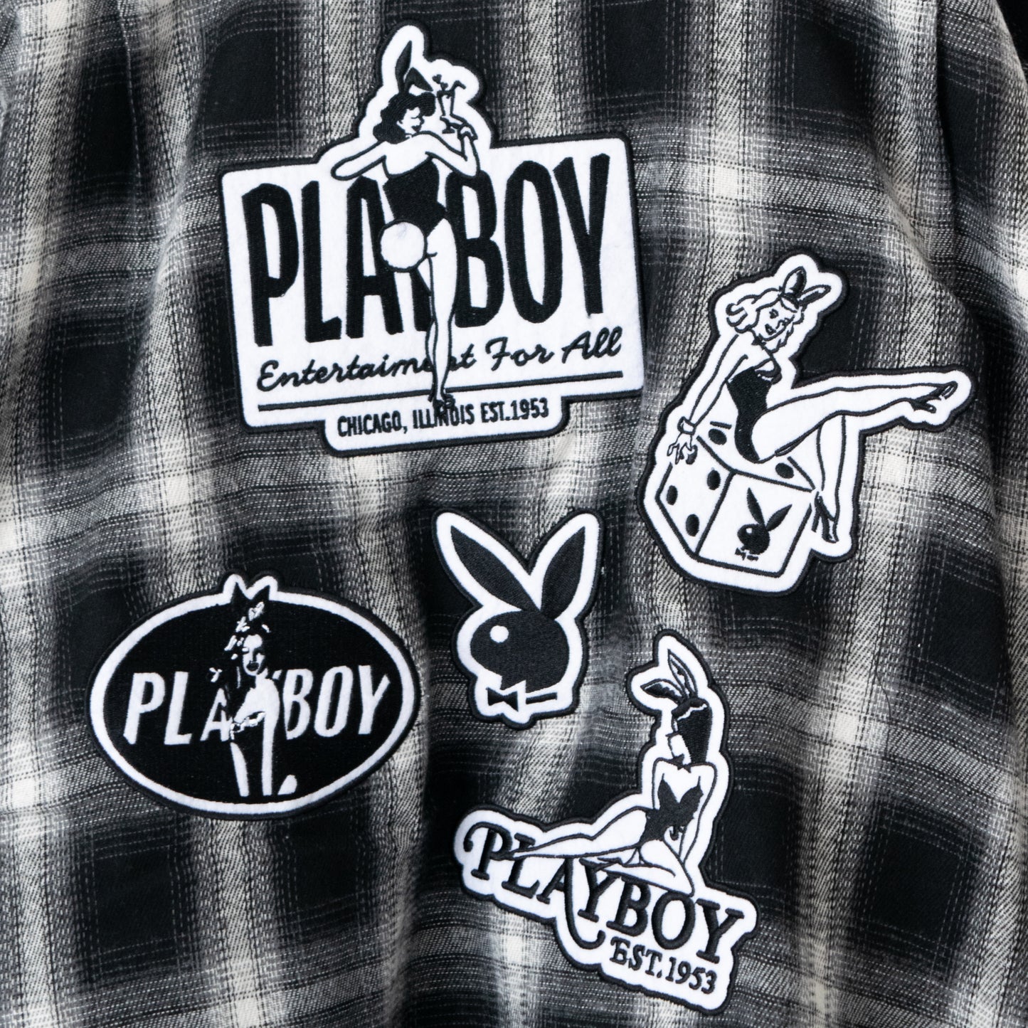 SEQUENZ meets PLAYBOY PB BUNNY PATCHES OMBLE long sleeve shirt BLACK