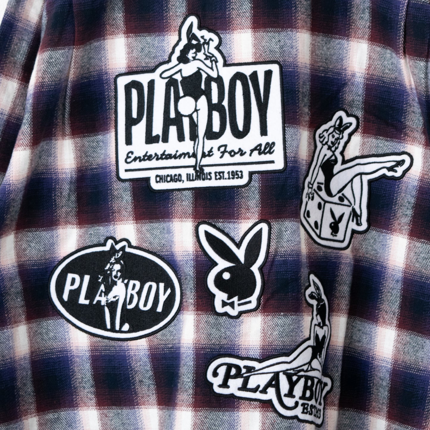 SEQUENZ meets PLAYBOY PB BUNNY PATCHES OMBLE 長袖シャツ NAVY